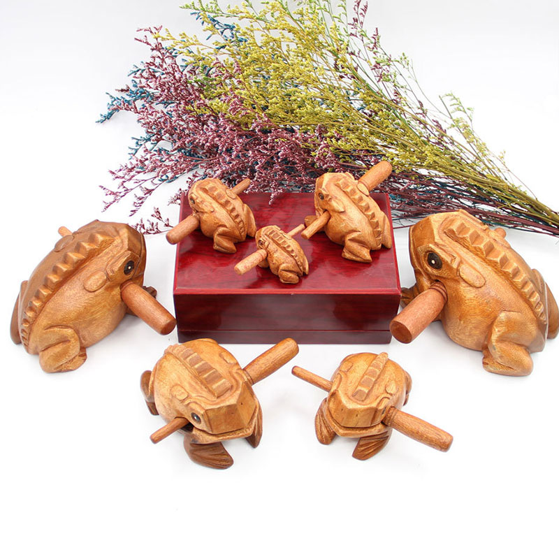 Unique Thailand 2 inch Hand Carved Wooden Frog Musical Instrument Tone Block Green type5